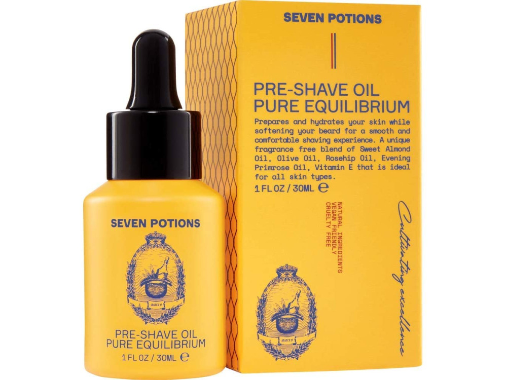Seven Potions Pre-Shave Oil for Men, Cruelty-free Vegan - Pure Equilibrium 30ml