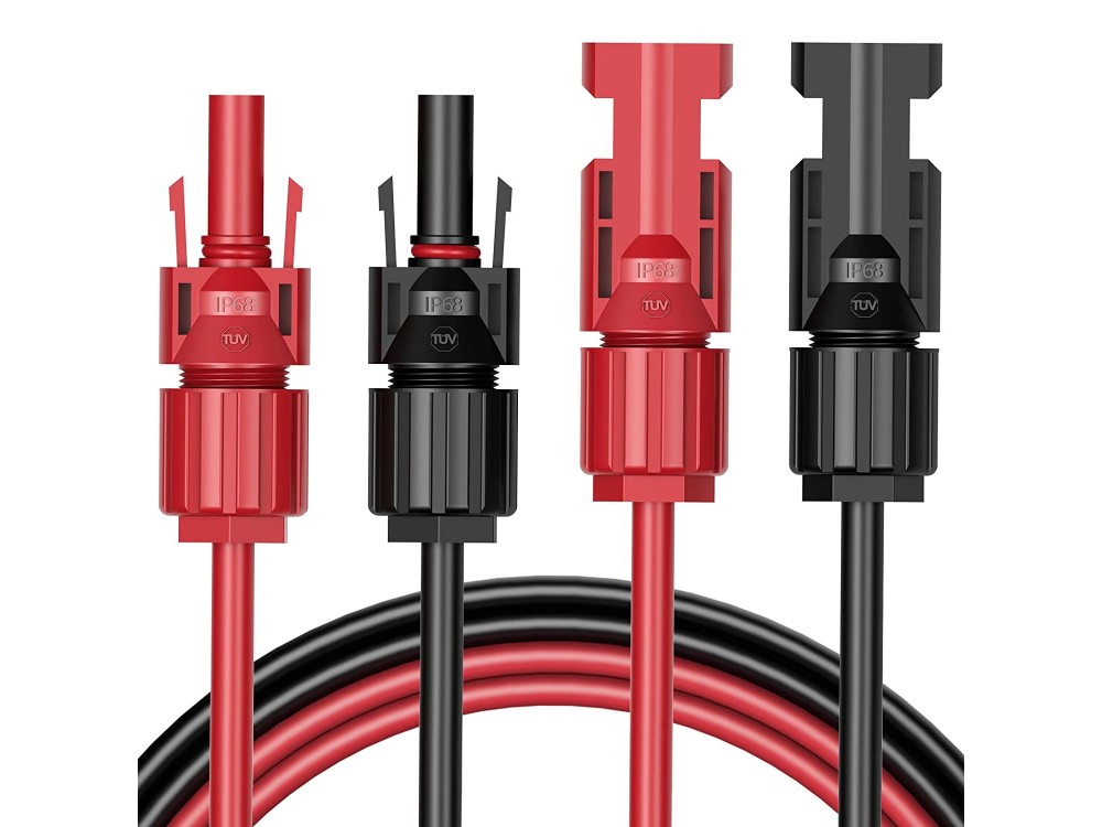 MC4 Solar Extension Cable, Καλώδιο Επέκτασης 6 mm2 για Solar Panels, Σετ των 2 * 5m (Κόκκινο / Μαύρο)