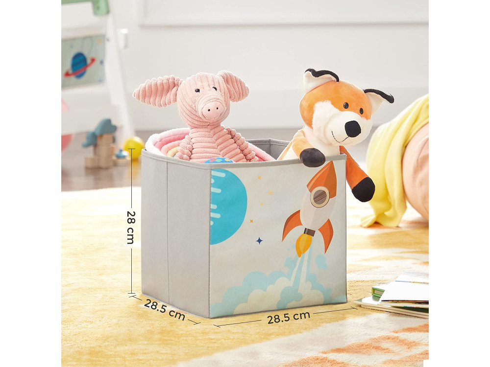 Songmics Toy and Book Organiser for Kids, Ξύλινη Παιδική Ραφιέρα με 2 Υφασμάτινα Κουτιά Αποθήκευσης 93 x 30 x 100cm
