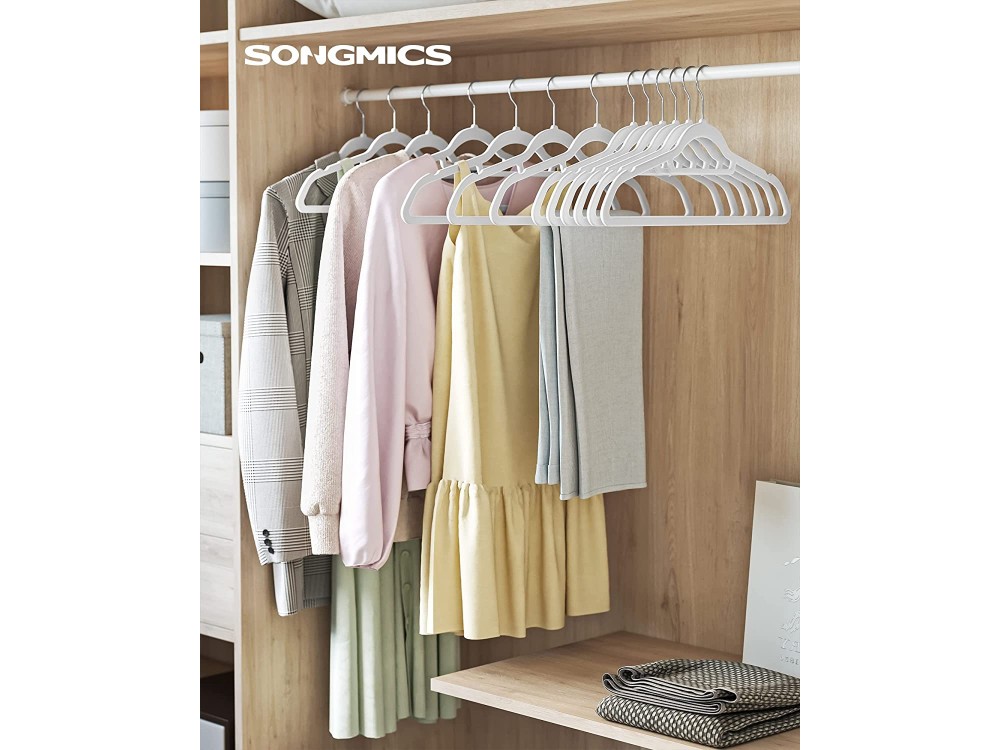 Songmics Velvet Clothes Hangers Set of 50pcs with Rotating Hook, White