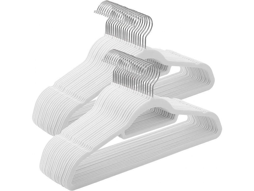 Songmics Velvet Clothes Hangers Set of 50pcs with Rotating Hook, White