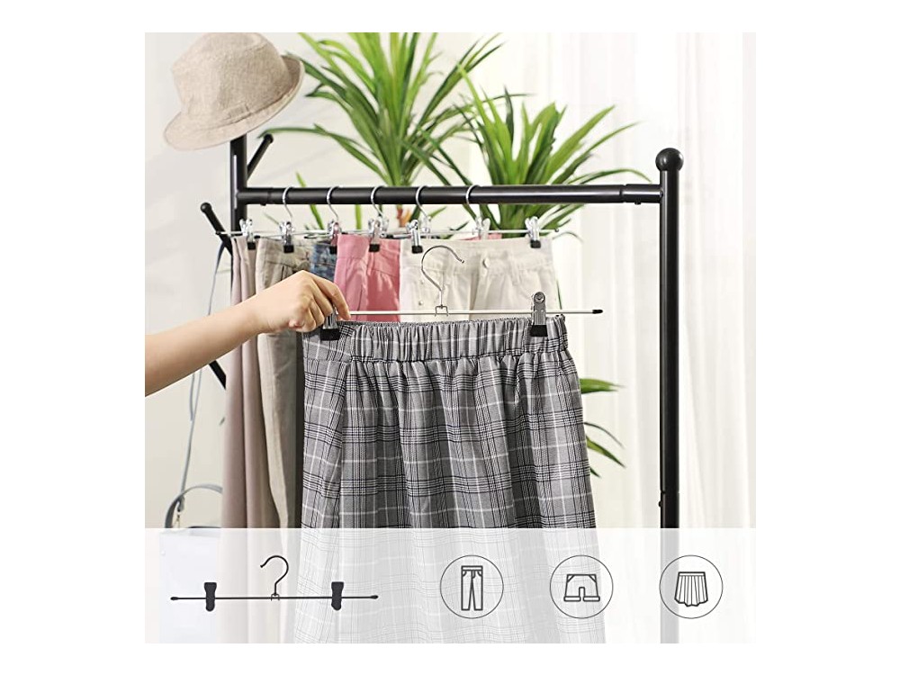 Songmics Metal Clothes Hangers Set of 20pcs with Rotatable Hook & Movable Hooks, 31cm, Silver