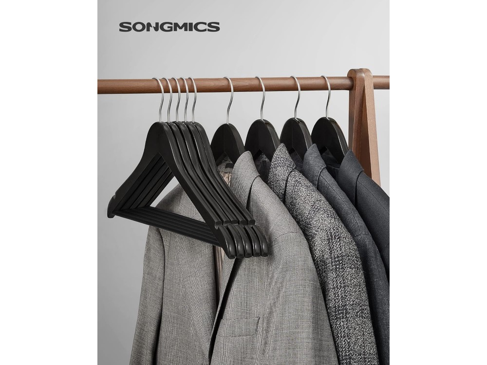 Songmics Clothes Hangers, Pack of 10pcs, 360° Swivel Hook, Black
