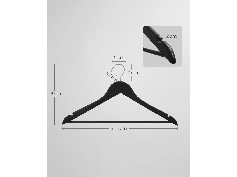 Songmics Clothes Hangers, Pack of 10pcs, 360° Swivel Hook, Black