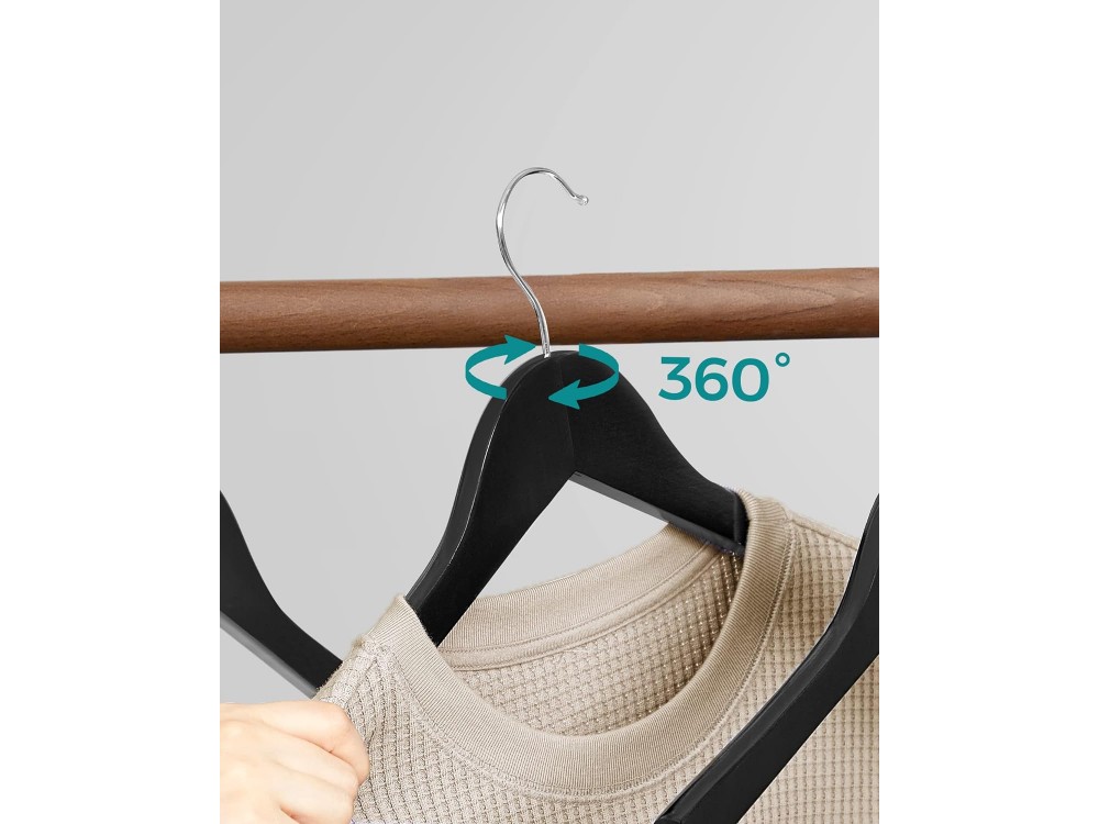 Songmics Clothes Hangers, Pack of 10pcs, 360° Swivel Hook, Black