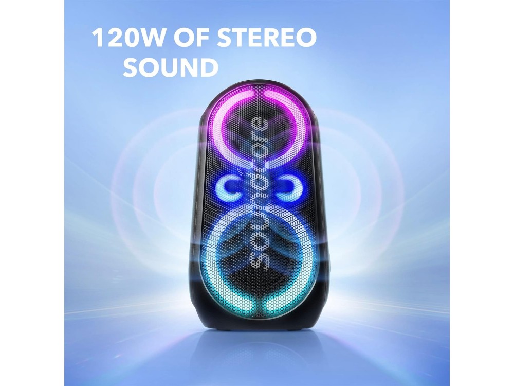 Anker Soundcore Rave Party 2, Αδιάβροχο Bluetooth Ηχείο 120W με RGB LED, 16H Playtime & Bass Up, Mαύρο - ΑΝΟΙΓΜΕΝΗ ΣΥΣΚΕΥΑΣΙΑ