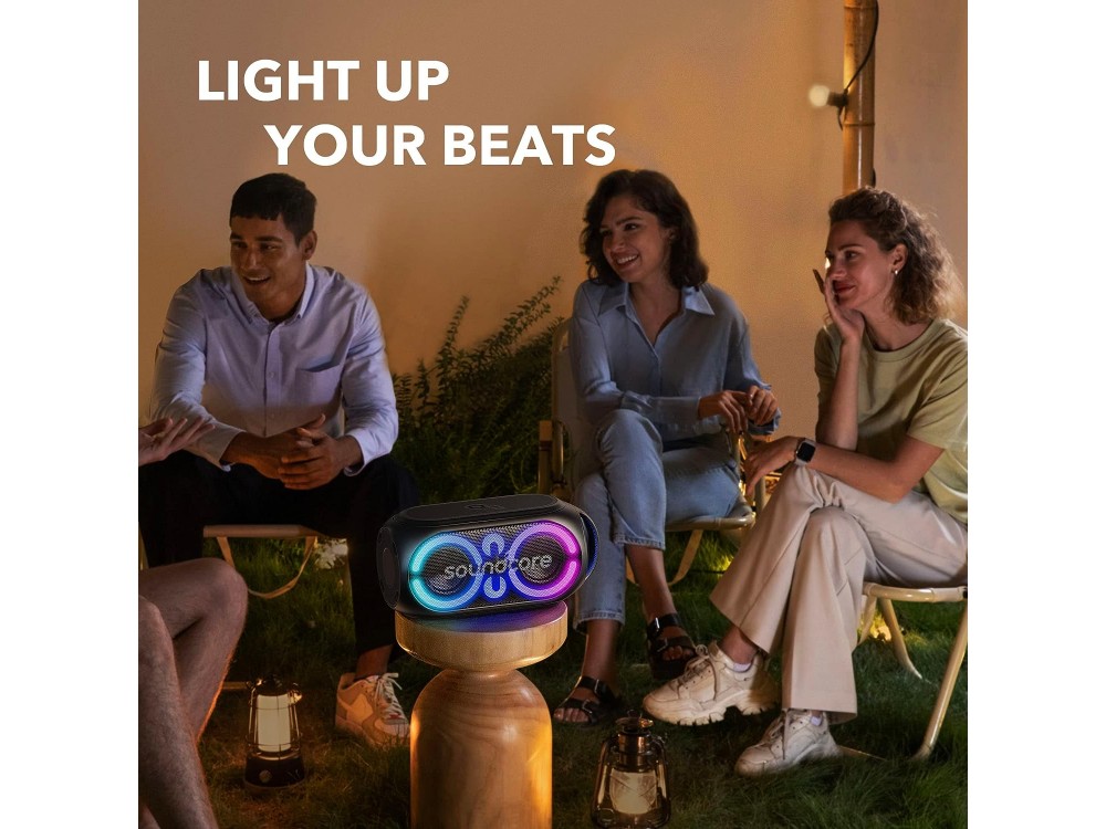 Anker Soundcore Rave Party 2, Φορητό Αδιάβροχο Bluetooth Ηχείο 120W με RGB LED Sync PartyCast 2.0, 16H Playtime & Bass Up, Mαύρο