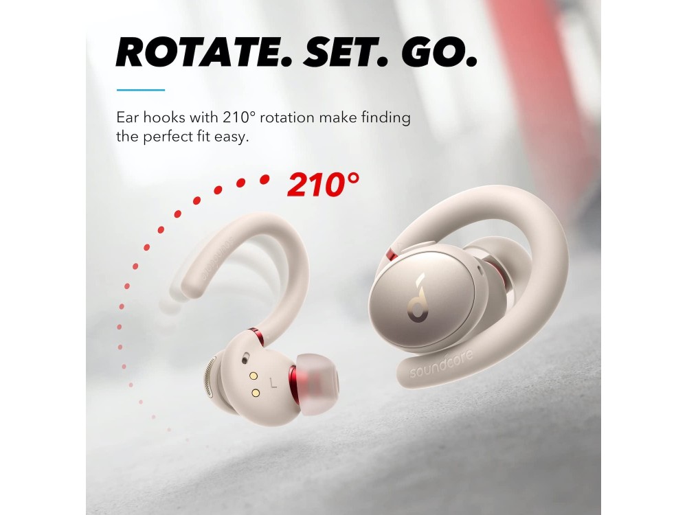 Anker Soundcore Sport X10 Bluetooth 5.2 Ακουστικά TWS με Rotatable Ear Hooks & IPX7, Λευκά - A3961G21