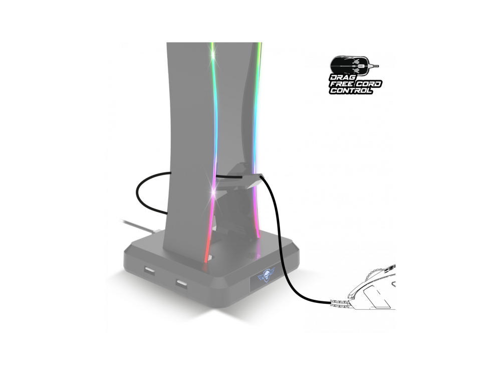 Spirit Of Gamer Sentinel Multi Function Headphone Stand & Hanger RGB, Βάση / Stand για Headset / Ακουστά & 4*USB Hub