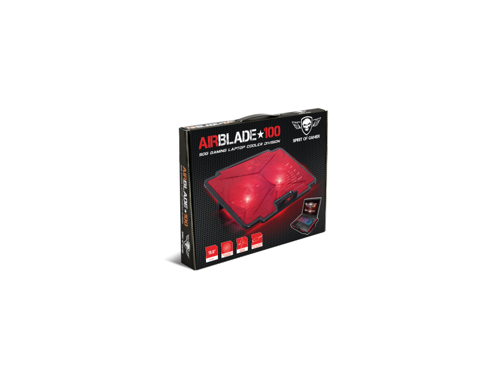 Spirit of Gamer Air Blade 100 Cooling Pad για Laptop έως 15.6" με 2 Ανεμιστήρες και Φωτισμό - Κόκκινο