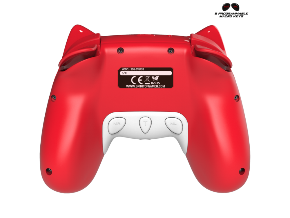 Spirit of Gamer NOA Wireless Gamepad for Switch with 2 Macro Buttons and Operation up to 10 Hours - Red