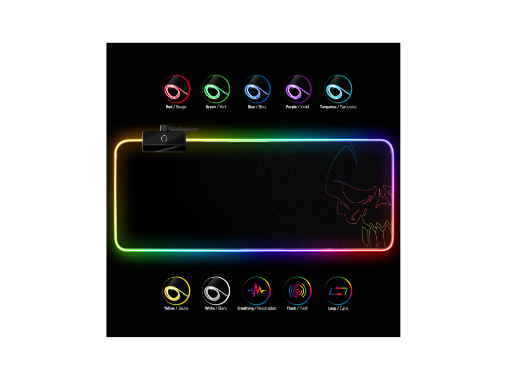 Spirit of Gamer RGB Gaming Mouse Pad XXL (86x33cm) with RGB Lighting - Black