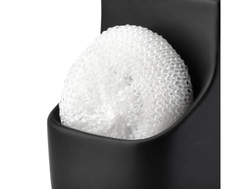 Vilde Kitchen Soap Dispenser Ceramic 400ml with Sponge Holder, set with Sponge, Black