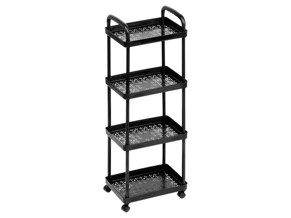 Vilde Trolley / Storage Rack with 4 Shelves 86x30x21cm, Black