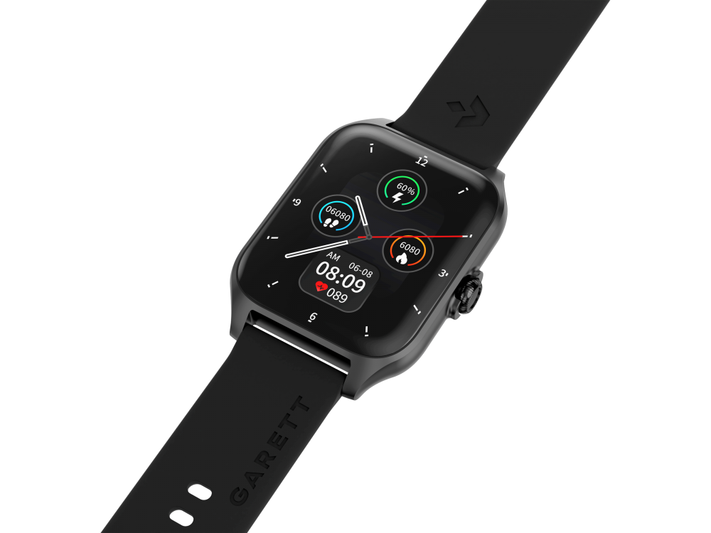 Garett GRC Activity 2 Smartwatch with AMOLED Display, Voice Assistant, Smart App, Oscilloscope & Battery up to 7 Days, Black Matt