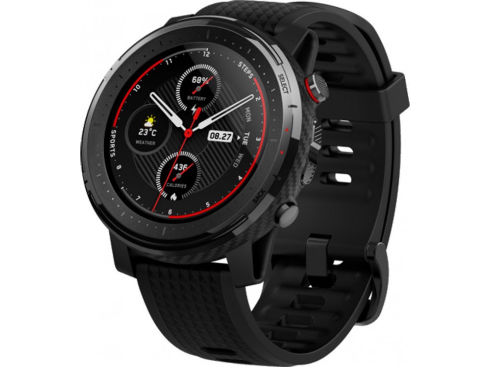Amazfit Stratos 3 by Huami Smartwatch 1.34" Screen, GPS, 5ATM Waterproof - Global Version, Μαύρο