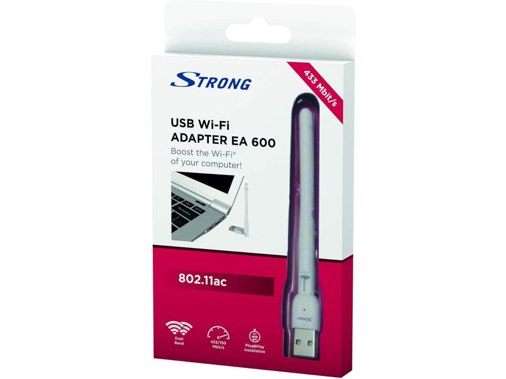 Strong Adapter EA 600 WiFi Dongle Mini, WiFi Adapter Dual Band, USB Αντάπτορας Ασύρματου Δικτύου 2.4GHz / 5GΗz, Εξωτερική Κεραία