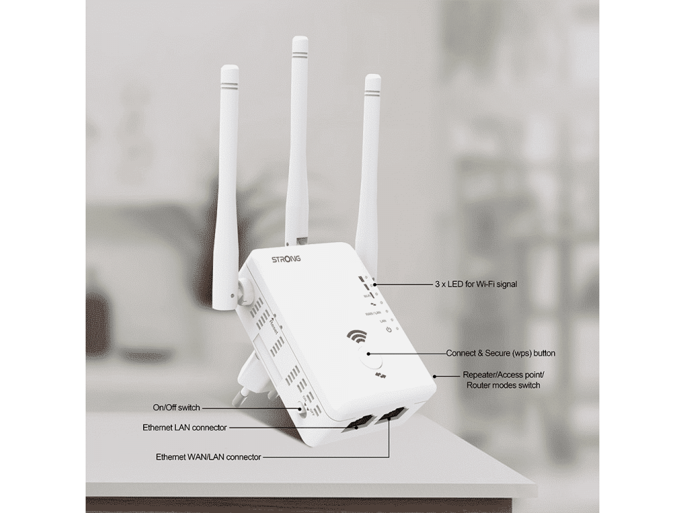 Strong Dual Band Repeater 750, WiFi Extender Dual Band (2.4 & 5GHz) 750Mbps