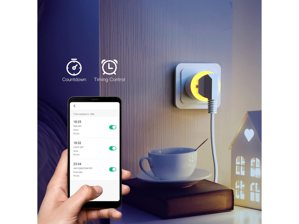 Strong Helo Έξυπνη Πρίζα Wi-FI με RGB LED Light, compatible with Alexa & Google Home, 16Α (It doesn't need Hub)