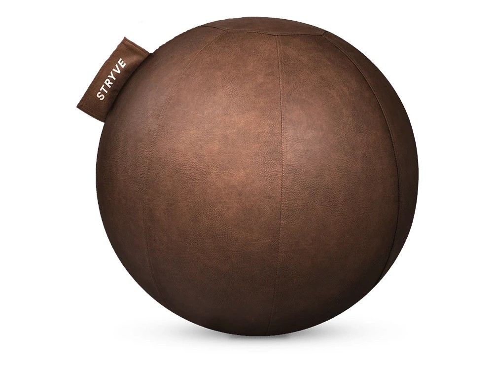 Stryve Active Sitting Ball 65cm, Non Slip Surface Vegan Leather, Natural Brown