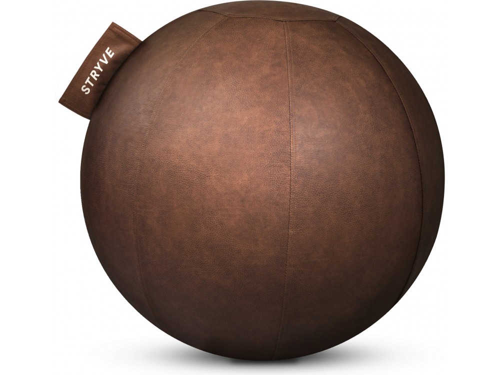 Stryve Active Sitting Ball 65cm, Εργονομική Μπάλα Καθίσματος & Γυμναστικής Αντιολισθητική Επιφάνεια Vegan Leather, Natural Brown