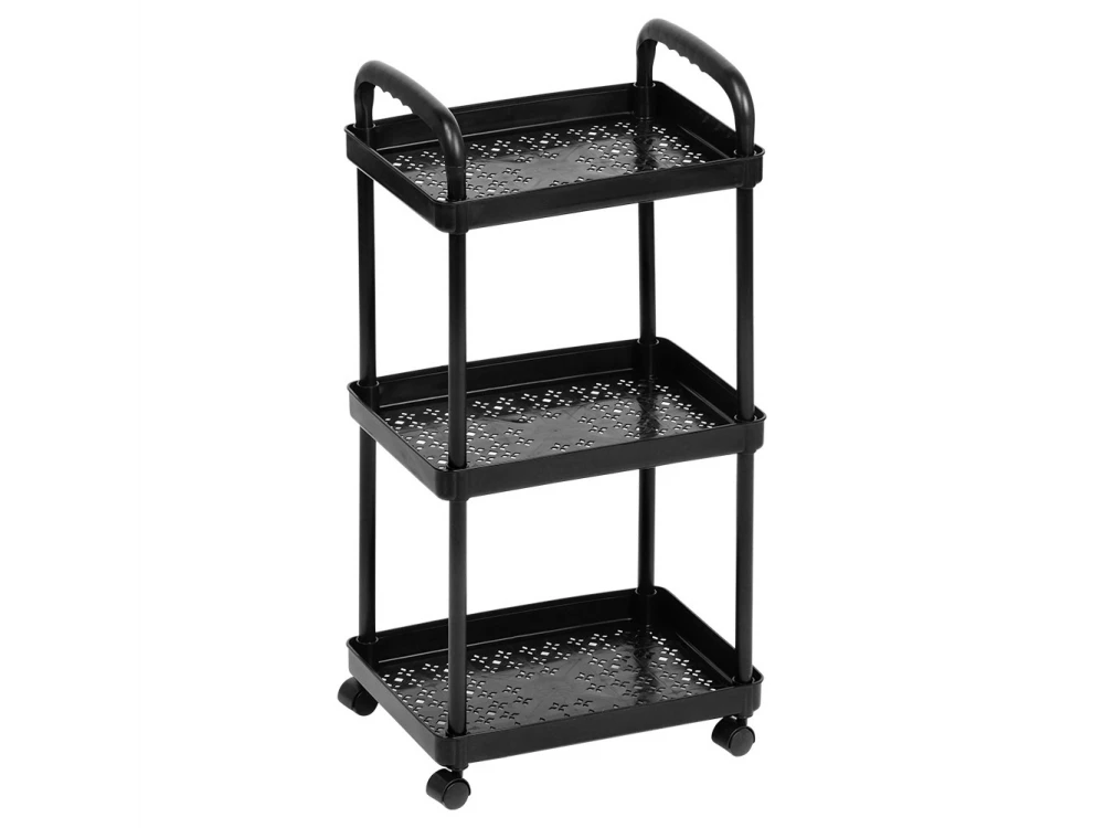 Vilde Kitchen Trolley Metal with 3 Shelves 61x30x21cm, Black