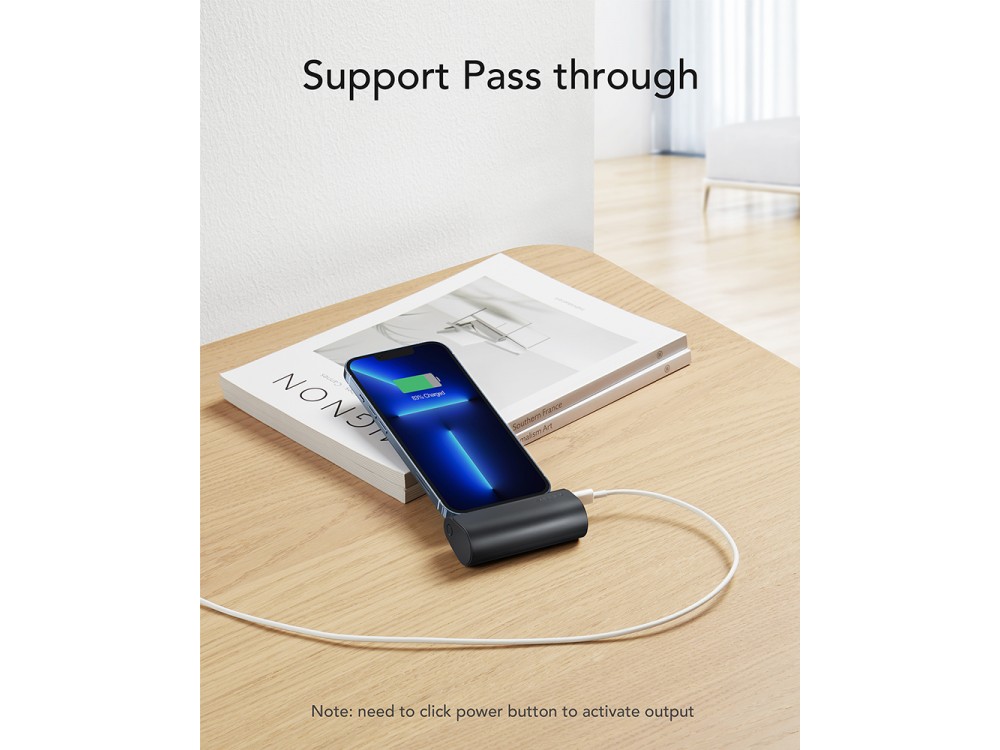 Veger V0556P 5000 PD 22.5W Lightning Mini Power Bank 5.000mAh Power Delivery & QC3.0, Black