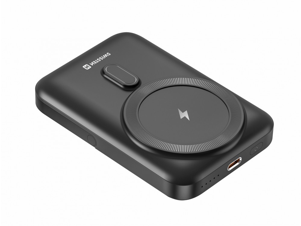 Swissten 10K Μαγνητικό Power Bank 10.000mAh Qi2 Certified 15W MagSafe iPhone, Black