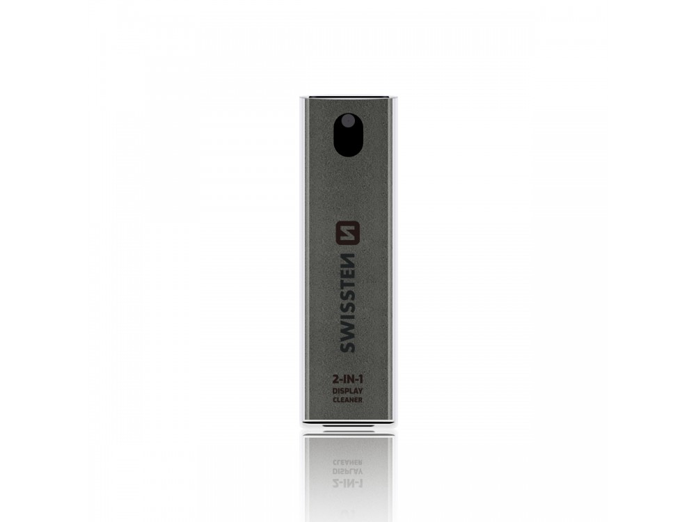 Swissten 2-in-1 Screen Cleaner 10ml Microfiber Cloth, Grey