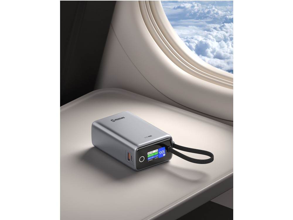 Swissten 25000 100W USB-C Power Bank 25.000mAh με Digital Display & PD3.0 + PPS + SCP + Ενσωματωμένο Καλώδιο Type-C, GREY
