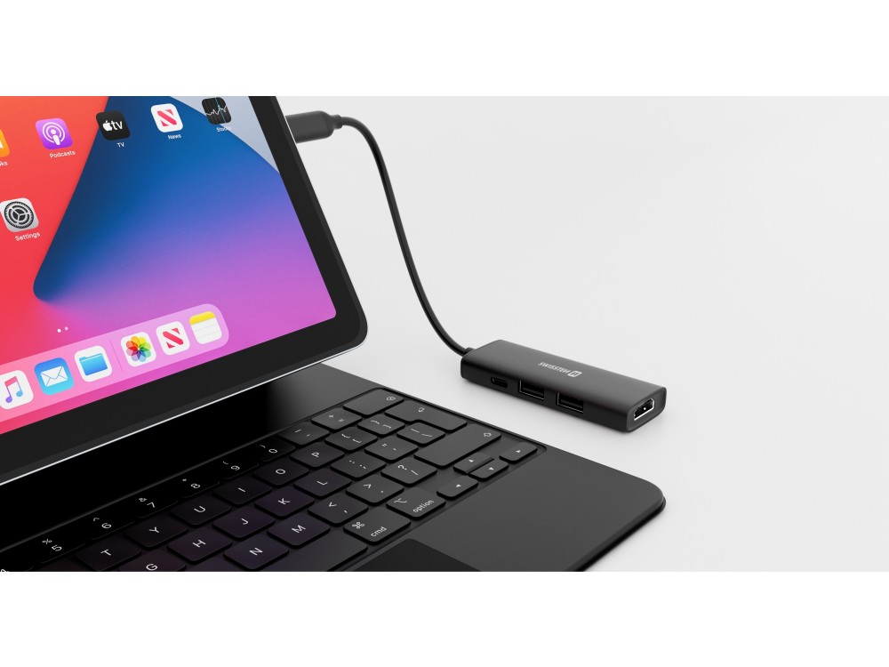 Swissten 4-in-1 USB C Data Hub - HDMI/4K*1 + USB3.0 + USB2.0 + USB-C 100W PD Charging