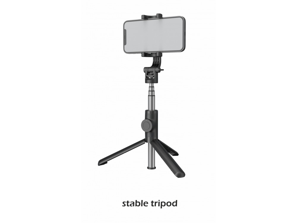 Swissten Aluminum Tripod Pro Bluetooth Selfie Stick & Τρίποδο με Remote, 21-64cm Επεκτεινόμενο Wireless για Smartphone & GoPro