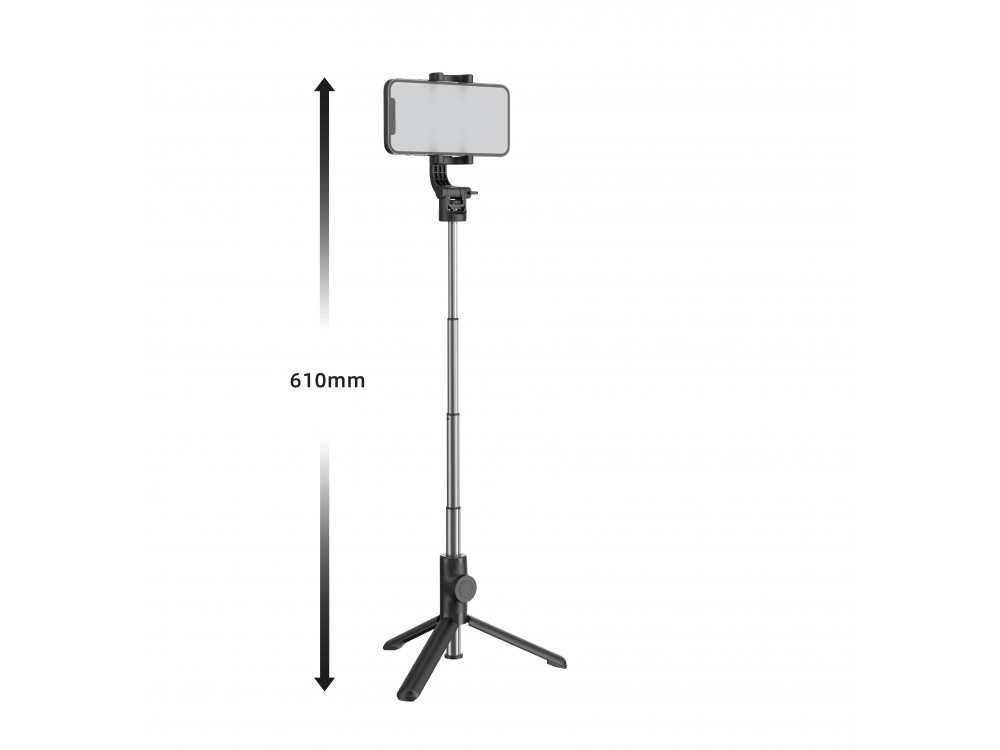Swissten Aluminum Tripod Pro Bluetooth Selfie Stick & Τρίποδο με Remote, 21-64cm Επεκτεινόμενο Wireless για Smartphone & GoPro