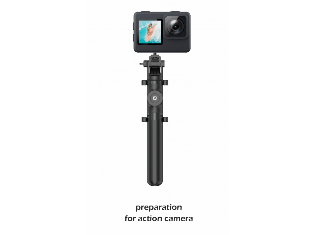 Swissten Aluminum Tripod Pro Bluetooth Selfie Stick & Τρίποδο με Remote, 21-64cm Επεκτεινόμενο Wireless για Smartphone & GoPro