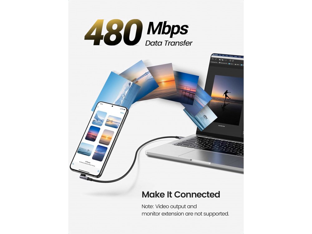 Swissten Arcade 2m. Cable Angled 90° USB-C to USB-C 100W, with Nylon Weave, Black