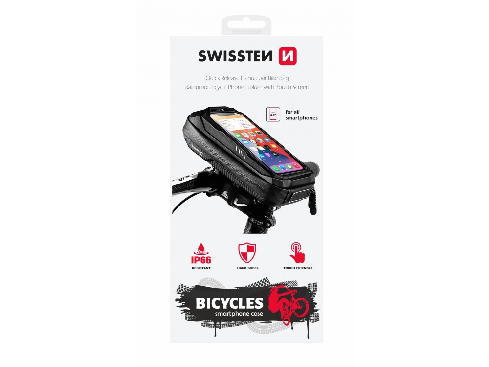 Swissten Bike Bag, Bicycle Frame Bag with Smartphone Case & Waterproof Cover