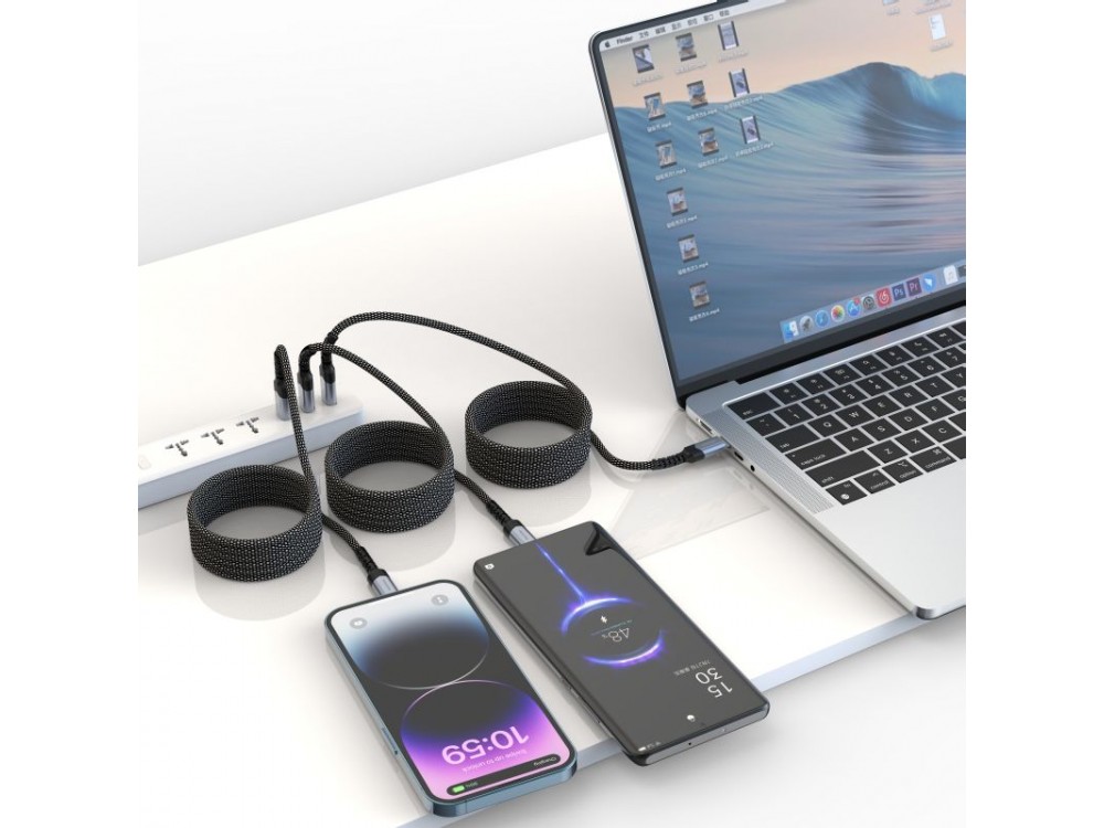 Swissten Braided Magnetic Καλώδιο 1μ. USB-C σε USB-C Μαγνητικό με Νάυλον ύφανση, Black