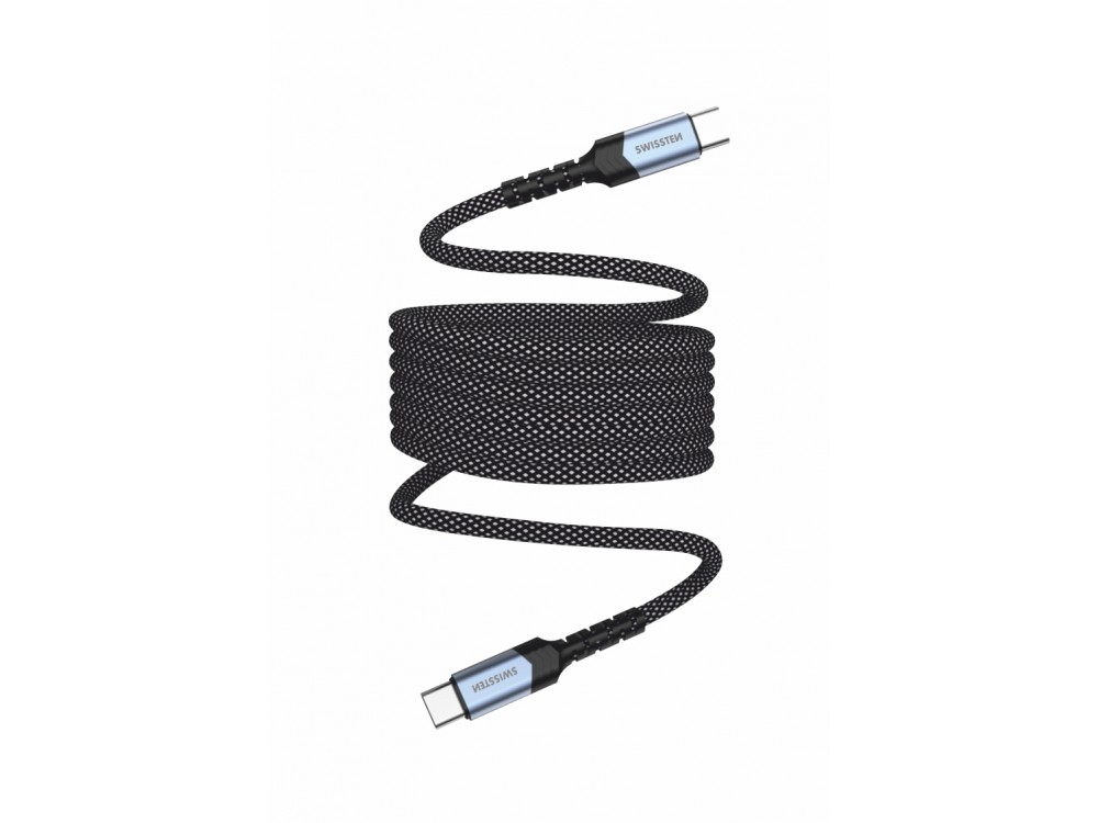 Swissten Braided Magnetic Καλώδιο 1μ. USB-C σε USB-C Μαγνητικό με Νάυλον ύφανση, Black