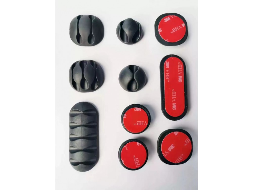 Swissten Cable Organizer Clip Set of 10, with adhesive, Black