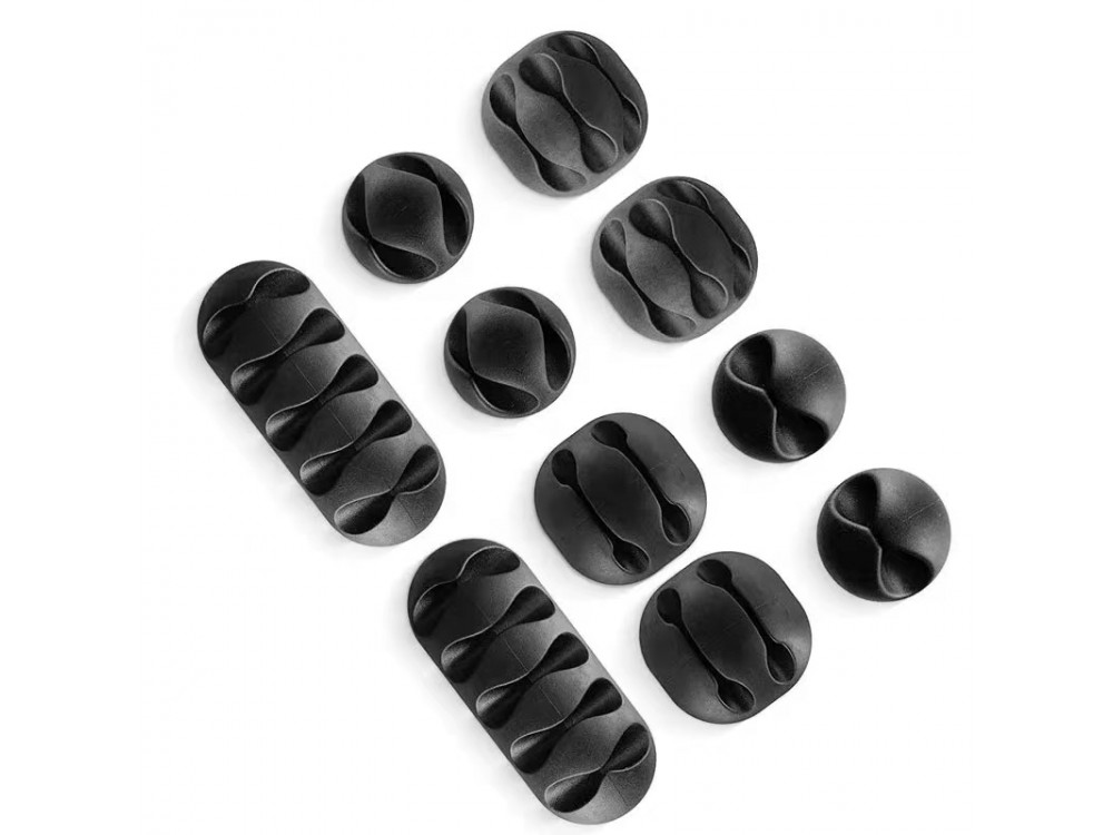 Swissten Cable Organizer Clip Set of 10, with adhesive, Black
