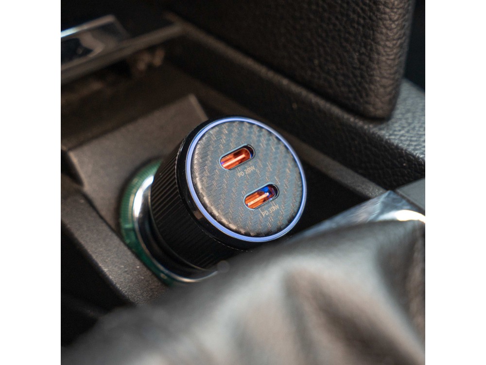 Swissten Car Charger, Φορτιστής Αυτοκινήτου 20W με PD3.0 με 2 Θύρες USB-C + Καλώδιο Type-C, Black