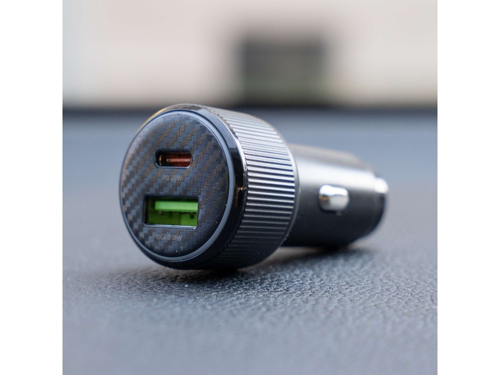 Swissten Car Charger, Φορτιστής Αυτοκινήτου 38W με PD3.0 & QC3.0 με Θύρα USB-C & USB-A + Καλώδιο Type-C, Black