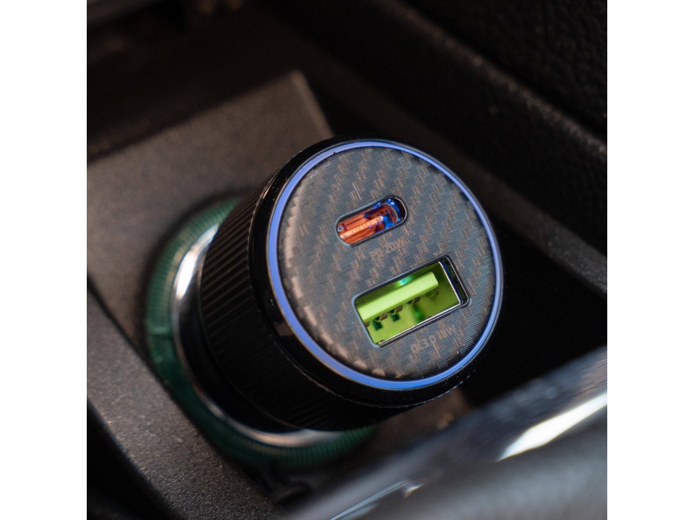 Swissten Car Charger, Φορτιστής Αυτοκινήτου 38W με PD3.0 & QC3.0 με Θύρα USB-C & USB-A + Καλώδιο Type-C, Black