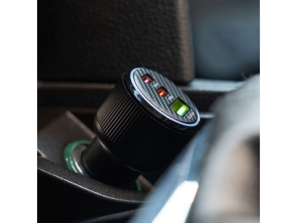 Swissten Car Charger, Φορτιστής Αυτοκινήτου 95W με PD3.0 & QC4.0 με 2 Θύρες USB-C + USB-A & Blue LED light, Black