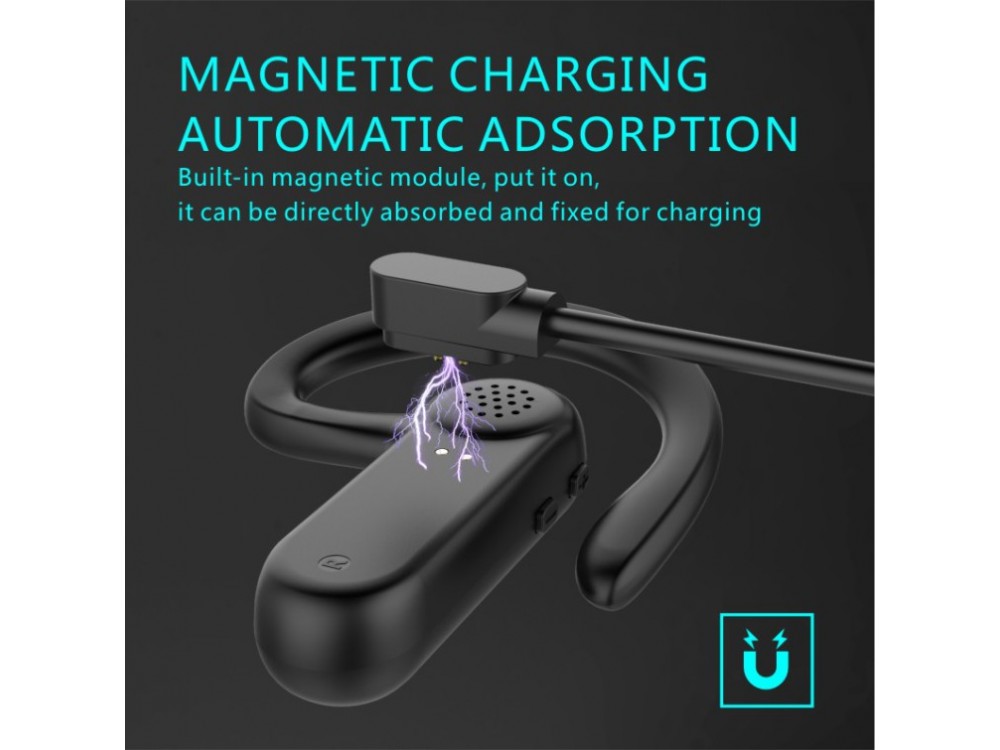Swissten Dock Earpiece, Bluetooth Headset, In-ear Handsfree Ακουστικό με Βάση Μαγνητικής Φόρτισης, Black