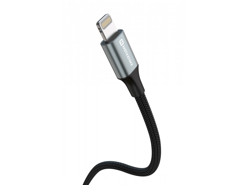 Swissten Durable Textile II USB-C σε Lightning Καλώδιο 1.5μ. με Νάυλον ύφανση, Black