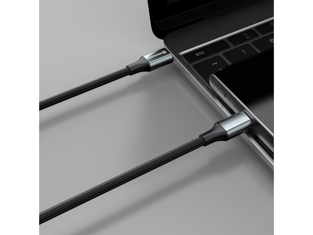 Swissten Durable Textile II USB-C to USB-C Cable 1.5m with Nylon Weave, Black