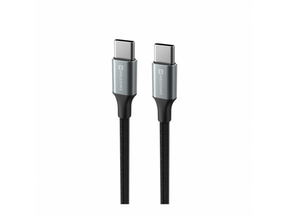 Swissten Durable Textile II USB-C to USB-C Cable 1.5m with Nylon Weave, Black