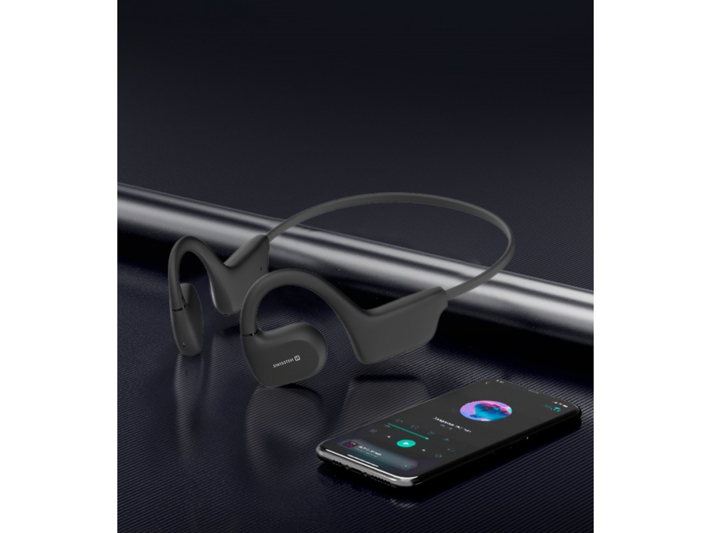 Swissten Gym Open Ear Bluetooth 5.2 Handsfree Ακουστικά με Αντοχή στον Ιδρώτα, Black