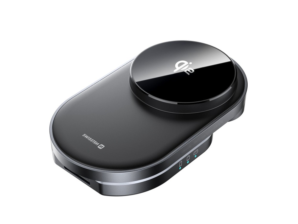 Swissten MagBase 3-in-1 Qi2 15W Ασύρματος Μαγνητικός Φορτιστής MagSafe για iPhone, AirPods & Apple Watch, Black